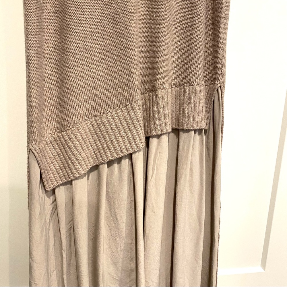 Acrobat knit dress with contrast fabric skirt